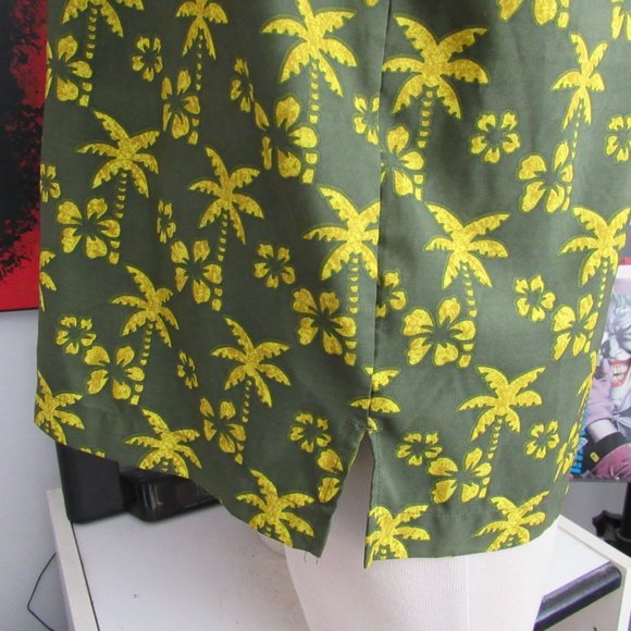 Vintage Ocean Pacific OP Hawaiian Shirt Green Palm Trees Women Dancing Large EUC - Picture 9 of 15